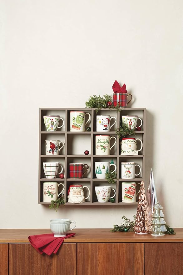 Lenox 896325 Snoopy Christmas Mugs, Set of 4