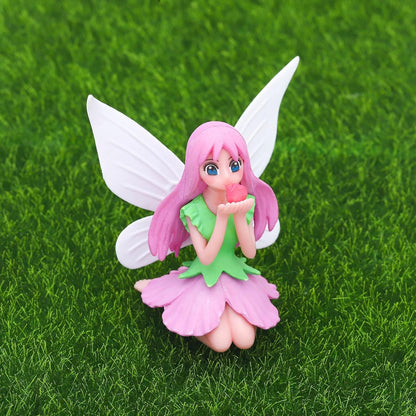ONEST 4 Pieces Miniature Fairy Garden Accessories Small Fairy Figurines Hand Painted Fairies Figures Girl Fly Wing Figurines for Car Decor Fairies Garden Flower Pot Birthday Cake Topper