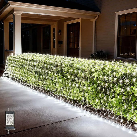 LitHome 21FT x 5FT Christmas Net Lights Outdoor Mesh Lights, 360 LED Cool White Christmas Net Light 8 Modes, Connectable Giant Mesh Light Waterproof Green Wire for Bushes Tree Garden Party Decor