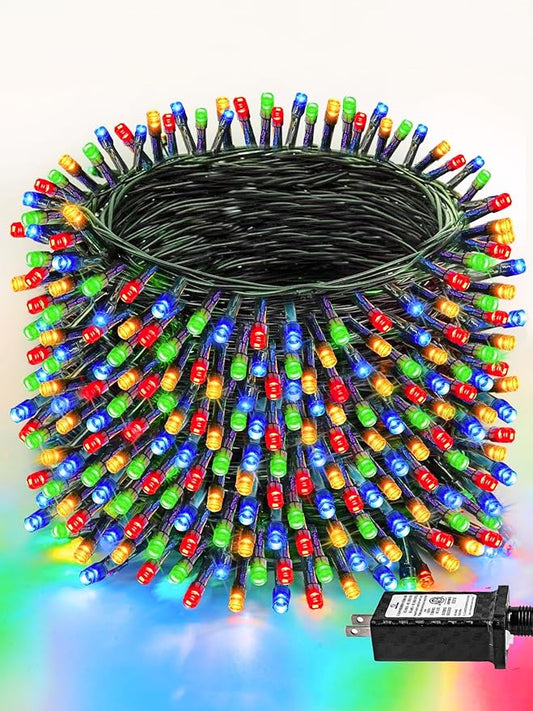 1000 LED Multicolored Christmas Lights Indoor Outdoor, Super Long 330 FT Green Wire String Lights with Memory & Timer & 8 Modes, Waterproof Fairy Light for Xmas Tree Party Yard Garden Christmas Decor