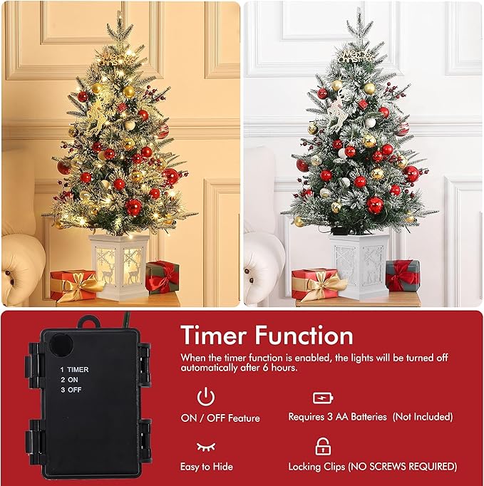 Small Christmas Tree with 78 Multi-Color Led Lights, 3 Ft Pre-Lit Artificial Christmas Decoration for Home Office Decoration