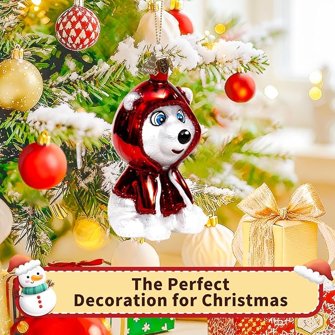 Christmas Ornaments,Glass Blown Ornaments for Tree,Personalized Polar Bear Collection Hanging Ornaments,Christmas Decorations for Xmas Tree Holiday Party Gifts(Polar Bear)