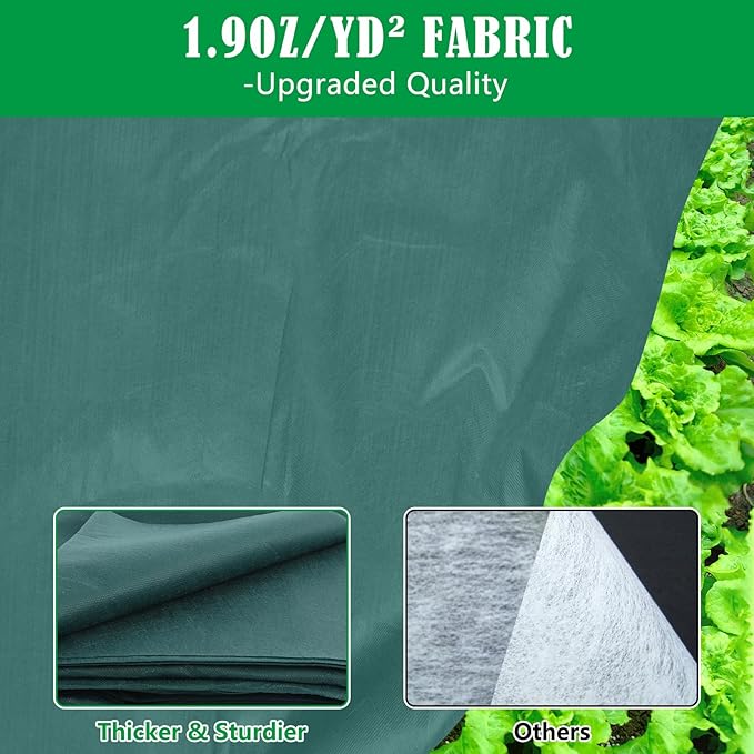UQM 10 X 50 Ft Plant Covers Freeze Protection, 1.9oz/Yd² Thickened Frost Cloths Blankets for Outdoor Plants, Frost Protection Plant Cover for Winter Vegetables Plants Raised Bed