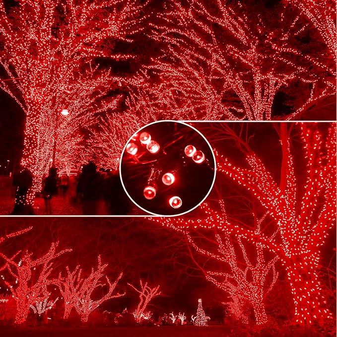 XTF2015 105ft 300 LED Christmas String Lights, End to End Plug 8 Modes Christmas Lights - UL Certified - Outdoor Indoor Fairy Light Christma s Tree, Patio, Garden, Party, Wedding, Holiday (Red)