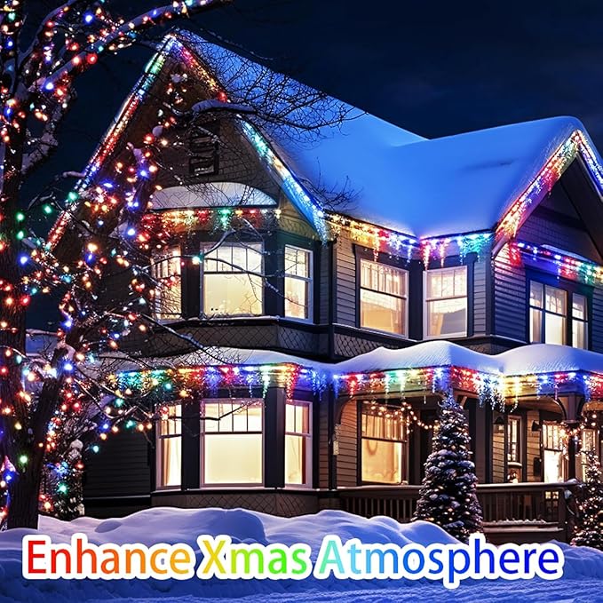 552 FT 1400 LED Christmas Lights Outdoor Decorations Super Long Fairy Lights Waterproof 8 Modes Timer Clear Wire String Lights for Outside House Tree Patio Yard Wedding Party Holiday-Multicolored