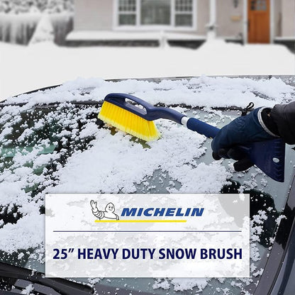 Michelin Snow Brush for Car Windshield (Pack of 2) – 25" Heavy Duty Snow Remover with Ice Scraper, Ergonomic Foam Grip, Power Scraping Handle, Lightweight Aluminum Shaft for Car, SUV, Truck, Van