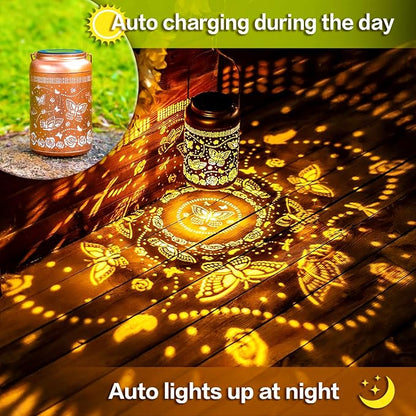Butterfly Solar Lanterns Outdoor Hanging Waterproof Solar Lights Butterfly Gifts for Women Men Metal Butterflies Decorative LED Lanterns for Outside, Patio, Landscape, Yard Decor, Garden Decorations