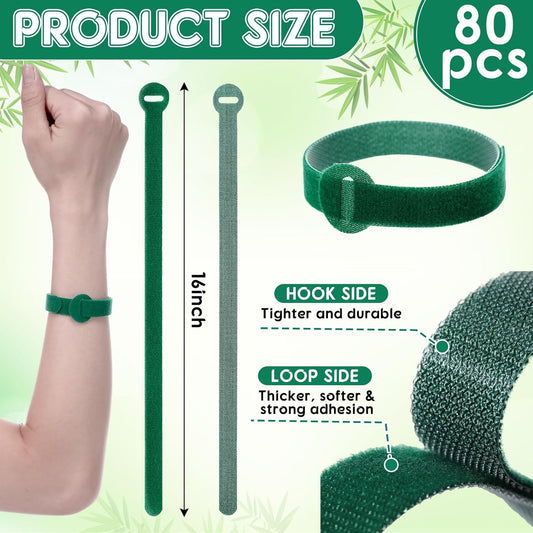 80 Pcs 16 Inch Christmas Garland Ties Green Adjustable Holiday Banister Ties Reusable Fastener Strap Nylon Garden Plant Cable Strap Christmas Tree Wreath Hook Loop Organizer for Home Office