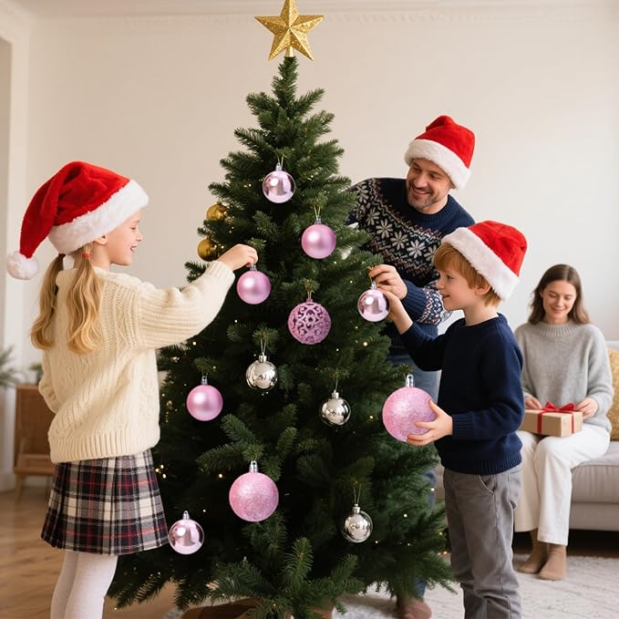 100-Pack Christmas Ball Ornaments for Tree,Shatterproof Plastic Holiday Baubles Set in Assorted Sizes and Finishes, Christmas Tree Decorations for Home, Office, Party, Indoor Outdoor Use