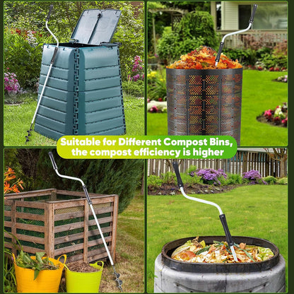 Composting Accessories – Aerator, Turner & Mixing Tool for Outdoor Compost Tumblers/Bins/Bags