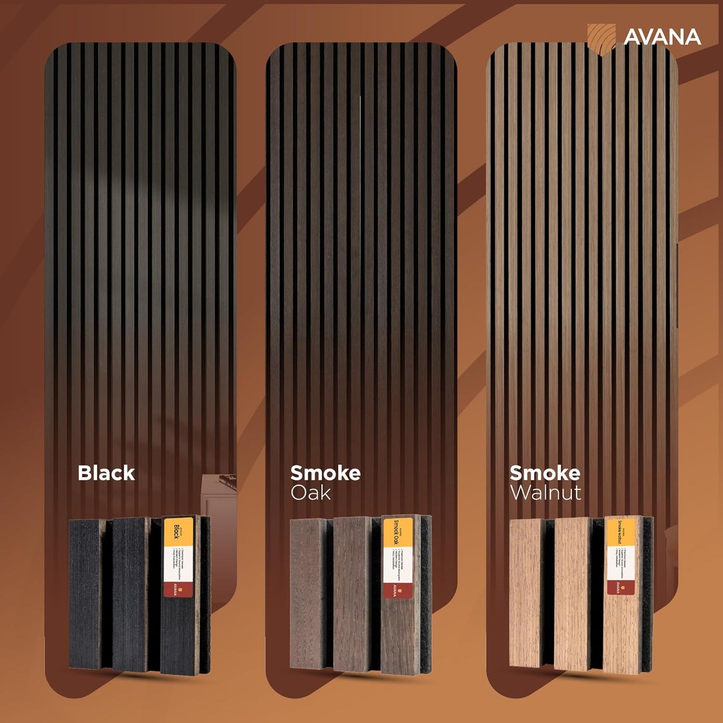 Avana Acoustic Wall Panels Color Samples Pack - Premium Wood Panels for Wall Decor - Interior Sound Proofing and Acoustic Panels
