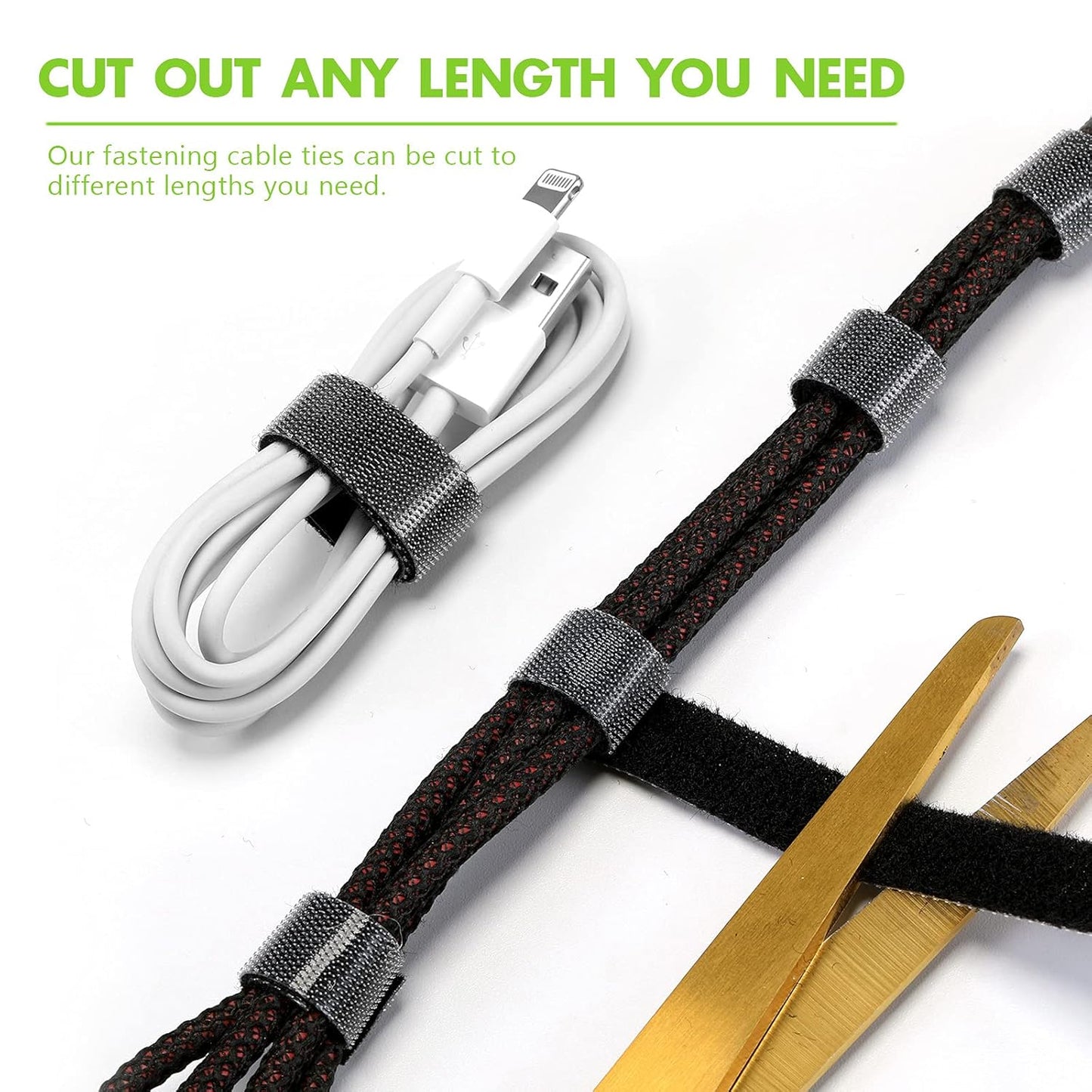 WILLBOND 1/2 Inch x 90ft Fastening Tape Cable Ties Reusable Fastening Nylon Tape Double Side Hook Roll Hook and Loop Straps Wires Cords Management Wire Organizer Straps (Black)