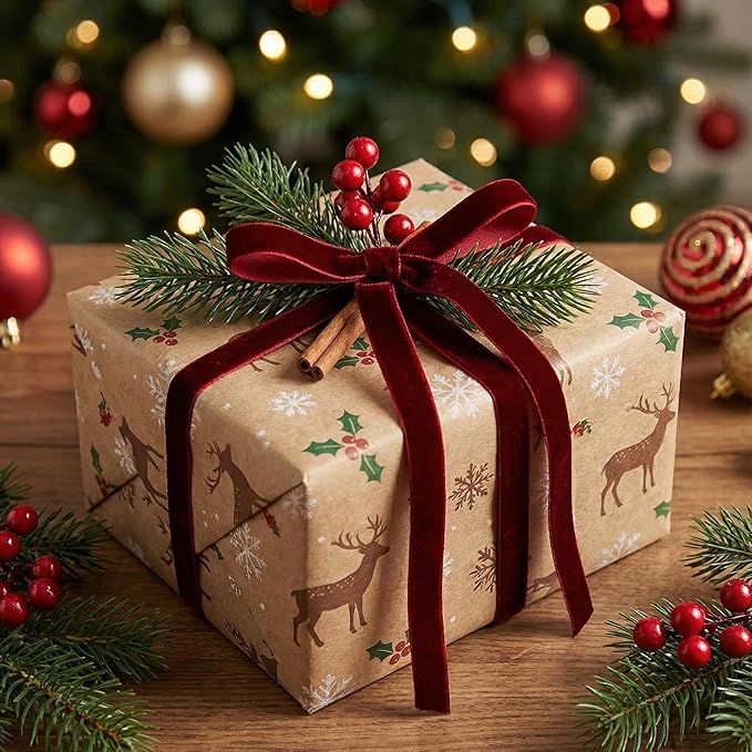 24 Pcs Velvet Christmas Tree Bows Decor, Vintage Wreath Bow for Christmas Garland, Gift Wrapping, Xmas Tree, 3/8'' Wide, 5 * 7 inch (Burgundy)