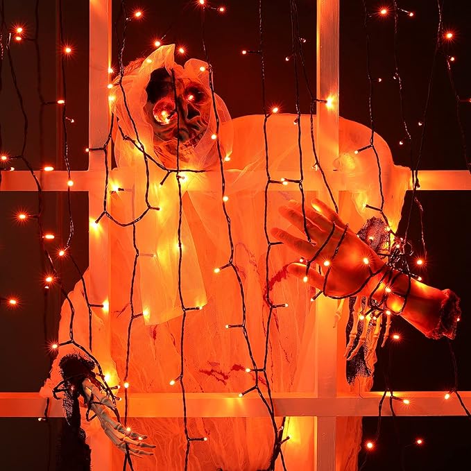 Toodour Orange Candlelight Christmas Lights, 131ft 350 LED String Lights with 9 Modes, Timer, Connectable, Dimmable Orange Christmas Outdoor Lights for Home, Party, Garden, Yard, Holiday Decorations