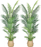6FT 2Packs Artificial Palm Tree,Faux Areca Palm Plant with Real Touch Leaves and Adjustable Branches,Fake Tropical Palm Tree for Home Office Indoor Outdoor Modern Decoration