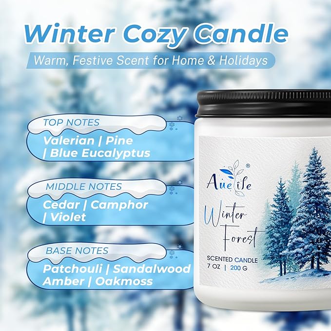 Winter Forest Candle - Holiday Scented Soy Candle for Home - Christmas Gifts for Women