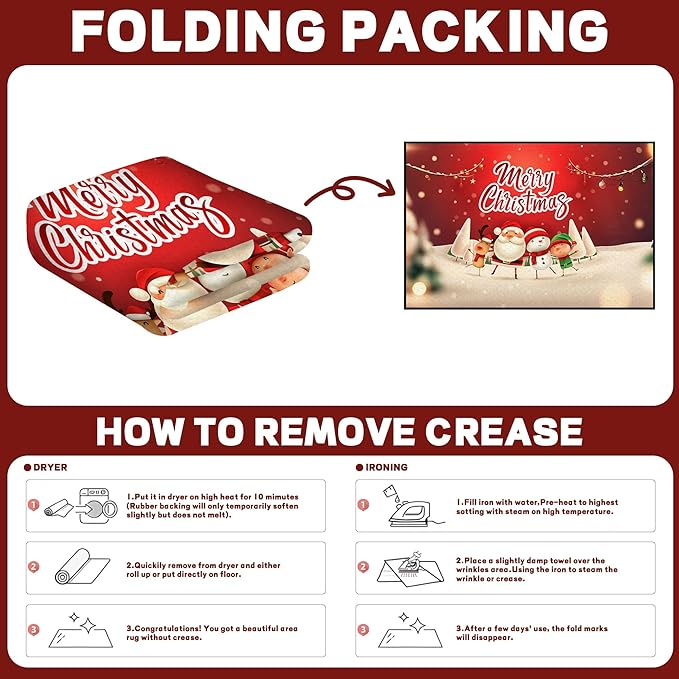 2' X 3' Merry Christmas Rug,Christmas Trees Decorative Indoor Bedroom Xmas Winter Welcome Door Mat Anti-Slip Rubber Area Rug for Seasonal Holiday Decoration,23.6" X 35.4"