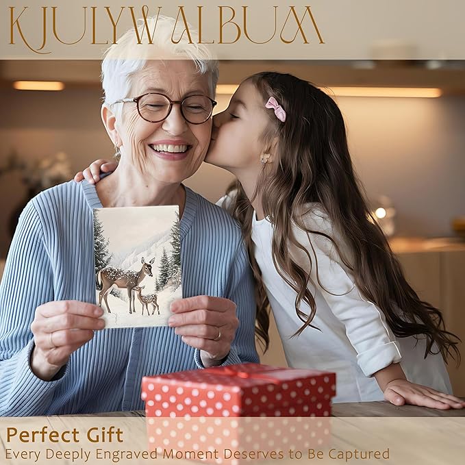 Christmas Photo Albums 4x6 inch Hold 36 Pictures, Farmhouse Rustic Winter Xmas Reindeer Small Memory Photo Album Book for Baby Family Graduation Wedding Travel Vacation