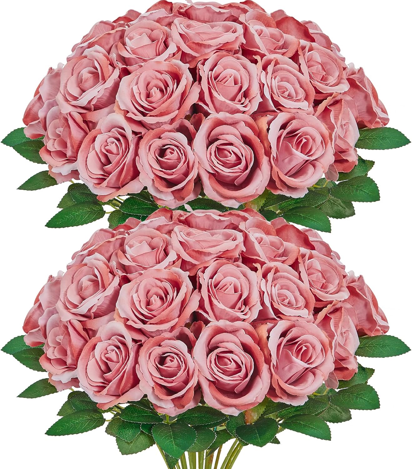 Serwalin 30pcs Artificial Roses Flowers, Dusty Pink Roses with Long Stems Realistic Fake Silk Roses Flowers for DIY Wedding Bouquet Centerpieces Party Home Table Decor