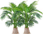 Worth Garden 4ft Artificial Areca Palm Plant 2 Packs in Pot, Fake Cane Palm Silk Tree Indoor Outdoor, Dypsis Lutescens, 47in Lifelike Faux Silk Plant Home Decor, Two Linen Bags Included