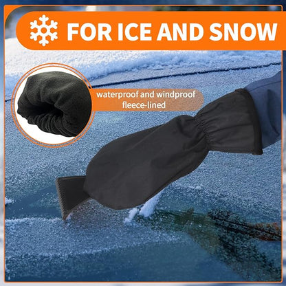 4 in 1 Snow Brush for Car, 33"-42" Ice Scrapers with Foam Grip Car Warm Gloves Snow Shovel and Working Gloves, Winter Windshield Extendable Car Cleaner Tool Accessories