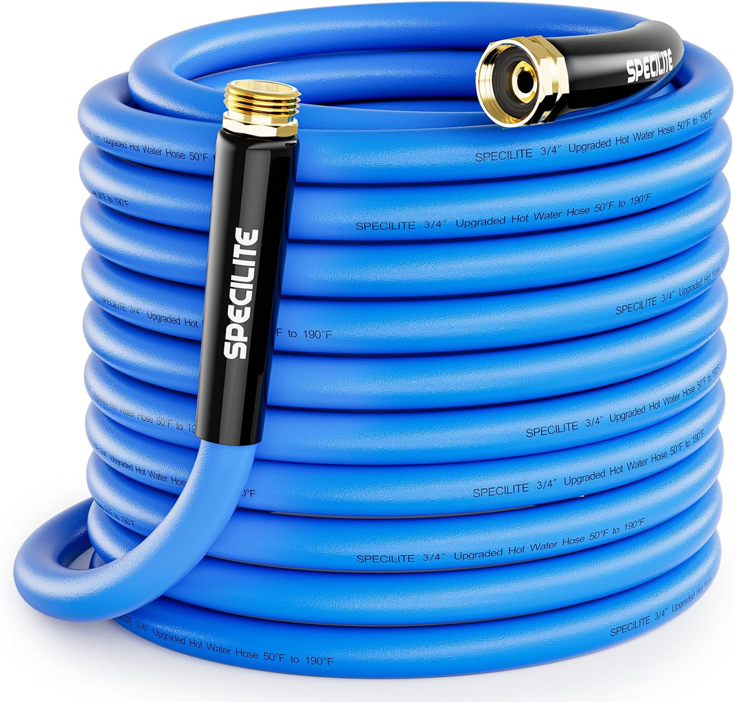Hot/Cold Garden Water Hose 100 ftx 3/4 in, -50℉ To 190℉, Heavy Duty, Flexible, Burst 605 Psi, Lightweigh, Upgraded Rubber Pipe with 3/4" Brass Fittings For Backyard, Outdoor, Farm, Blue