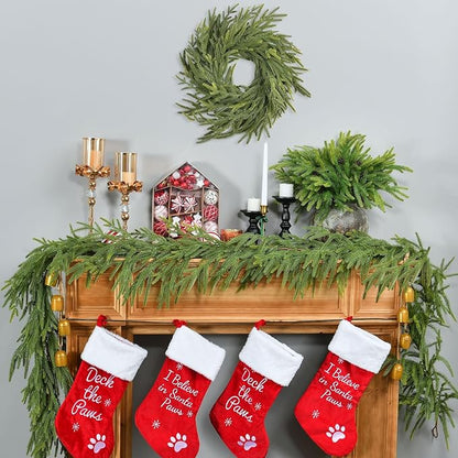 1 PCS 6 FT Artificial Norfolk Pine Garland, Real Touch Christmas Garland, Faux Winter Pine Garland for Fireplace Mantle Table Wall Stair Indoor Outdoor Xmas Holiday Christmas Decorations