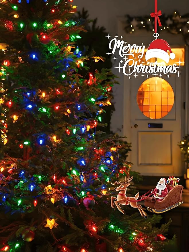 2-Pack Connectable C9 Christmas Lights Outdoor Indoor, 66 FT 100 LED Christmas String Lights Plug in with 8 Modes & Timer, Waterproof Fairy Twinkle Light for Xmas Tree Yard Decorations (Multi-colored)