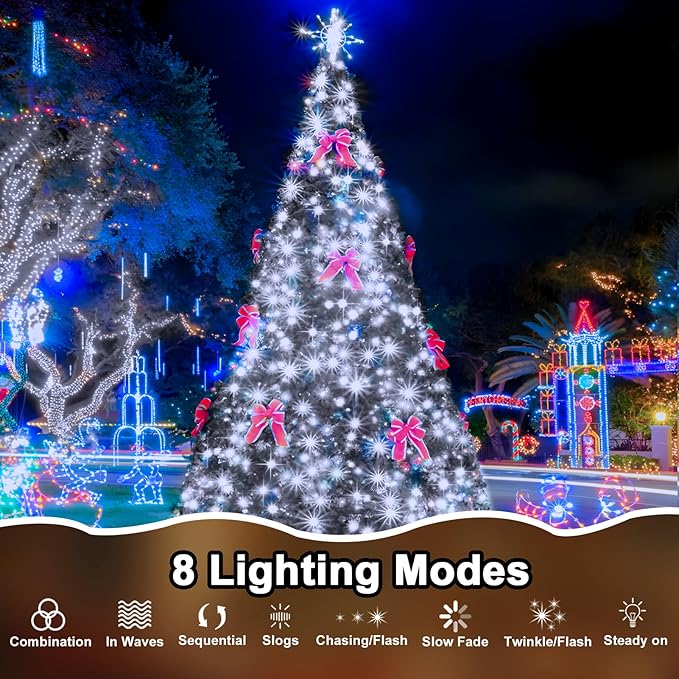 328 FT Christmas Light1000 LED Xmas Lights OutdoorChristams String Lights Waterproof 8 Modes & Timer, Fairy Lights Plug in for Weeding, Patio, Party, Holiday,Christmas Decor (Cool White)