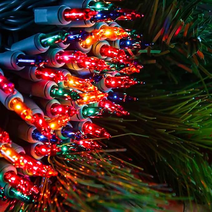 FUNPENY 60FT 300 Count Multi-Color Christmas String Lights, 2 Pack Clear with Green Wire for Indoor/Outdoor Christmas Tree, Xmas Party & Holiday Home Decorations