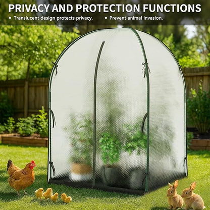 SUNYRISY Greenhouse for Outdoors with Waterproof Pad, Thick Bubble Film Cover Portable Small Mini Green House Kit for Outside, Plant Cover for Winter Plant Freeze Protection, 47" L x 47" W x 71" H