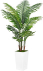 Artificial Palm Tree 5FT - Fake Tree with White Tall Planter - Faux Tropical Areca Floor Plant in Pot - Artificial Silk Plant for Home Office Living Room Decor Indoor