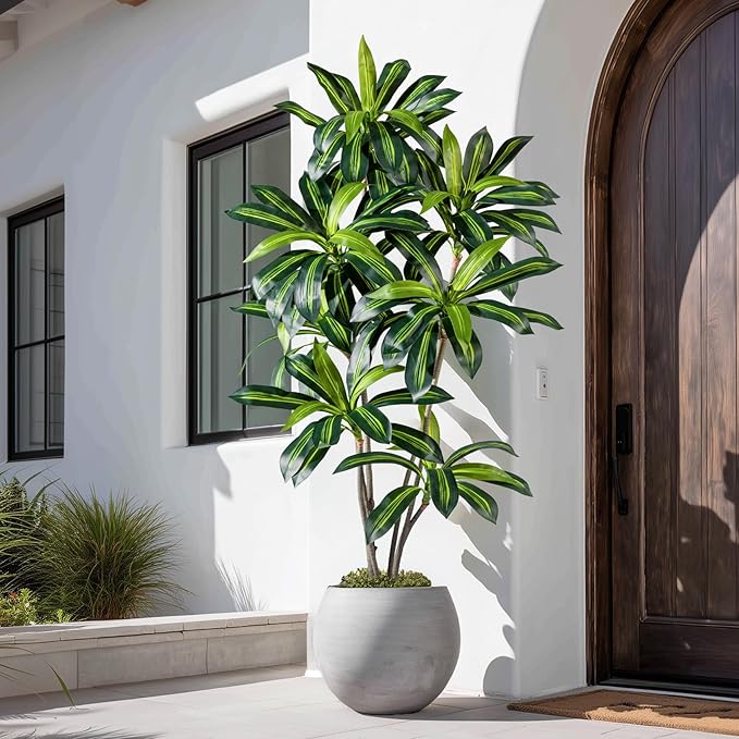 Artificial Dracaena Plant 6FT - Realistic Fake Dracaena Tree Tall Large Faux Silk Plants Fake Floor Potted Artificial Plants for Home Decor, Office Plants