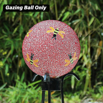 Gazing Ball 8 Inch Bee Glass Mosaic Garden Globe Outdoor Gazing Globe Yard Ornament for Garden Yard Home Lawn Outdoor Decoration Gift for Women (Not Solar Powered)