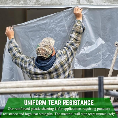 Farm Plastic Supply - Dura Skrim String Reinforced Clear Plastic Sheeting - 6 Mil - (20' x 300') - Reinforced Poly Film Tear Resistant, Weatherproof, Vapor Barrier Polyethylene Roll for Construction