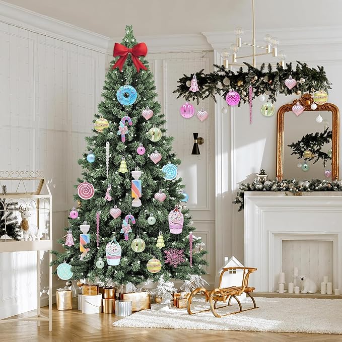 ILLUMINEW 48-Pack Christmas Balls Ornaments,Macaron Shatterproof Christmas Ornaments Set, Xmas Seasonal Cute Hanging Pendants Gift Package for Tree Party Holiday Indoor Decor