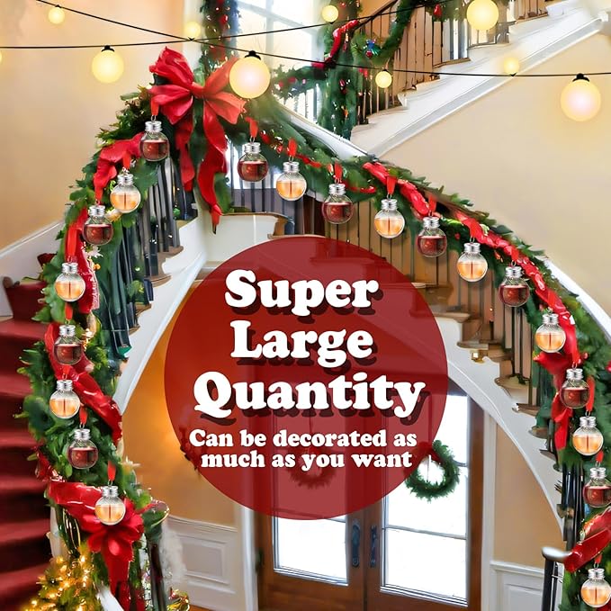 Patelai 100 Pcs Christmas Drink Balls Shot Glass Ornament Plastic Fillable Christmas Tree Ornaments Xmas Water Bottle Bulbs for Holiday Party Indoor Outdoor (Clear with Silver Lid)