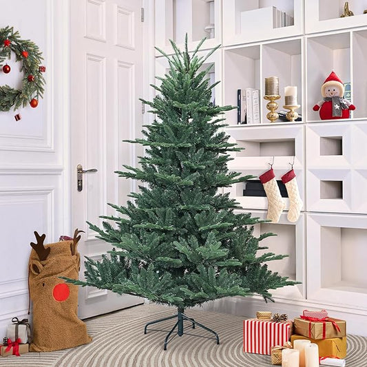 Realistic Artificial Unlit Christmas Tree, Leheyhey 4ft Christmas Tree for Home, Office, Party Decoration, 674 PE&PVC Mixed Branch Tips, Easy Assembly, Metal Hinges & Foldable Base