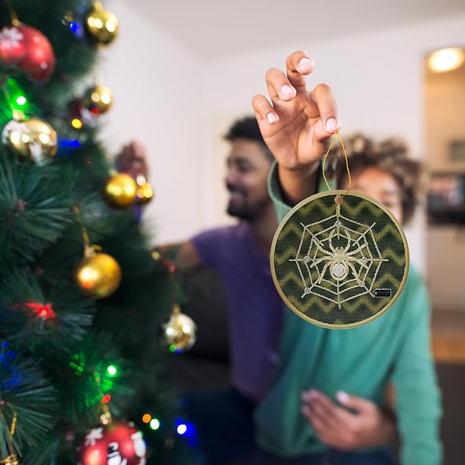 Matashi 5D Spider Print Art Ornament - Lucky Spider Hanging Ornaments for Christmas Tree Decor - with Story of The Tradition of Tinsel Legend Spider on Web Ornament