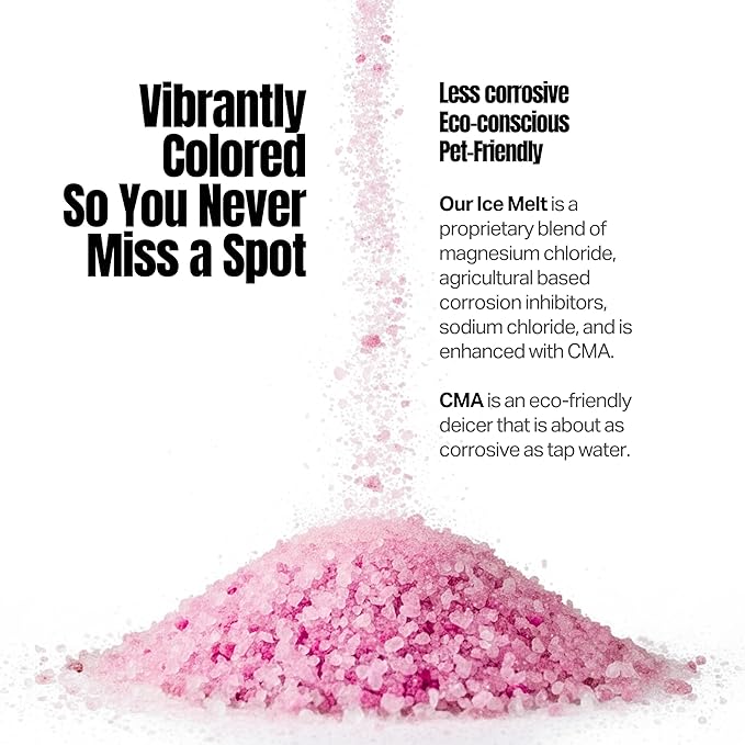 Peach Country Pink Ice Melt Pet Friendlier Eco-Friendly De-Icer, Fast-Acting Granules for Driveways, Walkways & Entryways, 8 lb Pail