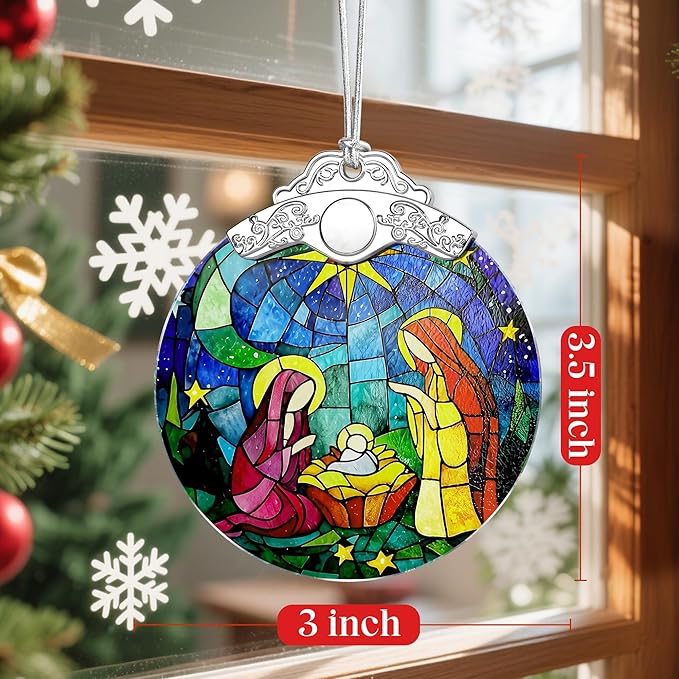 Christmas Ornament, Christmas Tree Decor, Christian Ornament, Nativity Scene, Religious Home Decor, Christian Gifts, Religious Gifts, Gift Exchange, Gift Idea - Pattern C