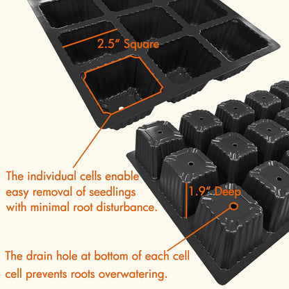 Gardzen 5-Pack Seed Starter Kits, Reusable Plant Germination Trays with Total 75-Cell, Seed Starter Tray with Humidity Vented Domes and Bases for Starting Vegetable Flower Herb Seeds 15" x 9"