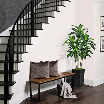 Artificial Dracaena Tree 5FT - Faux Tree with Black Tall Planter - Fake Tropical Yucca Floor Plant Potted - Artificial Silk Tree for Home Office Living Room Decor Indoor