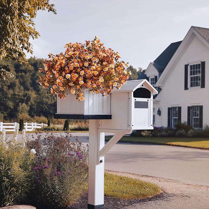 Artificial Daisy Flowers for Outdoor 16 Bundles Faux Daisy Flower UV Resistant No Fade Floral for Home Indoor Outside Garden Porch Window Box Balcony Yard Porch Fall Decor (Brown)