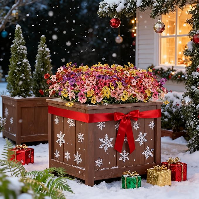 AmyHomie 20 Bundles Artificial Flowers for Outdoor Outside Spring Summer Decoration UV Resistant Faux Flowers No Fade Fake Plastic Plants Garden Porch Window Box Decorating(Mix Color)