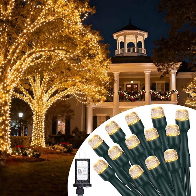 100 LED Christmas Lights 33 ft Christmas Tree Lights 8 Modes Plug-in with Memory Function Green String Light for Bedroom Xmas Tree Wreath Patio Party Spring Outdoor Decorations