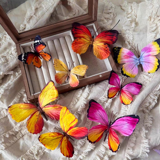 Artificial Butterfly,3D Artificial Butterfly Clips,Silk Floral Butterflies, Suitable for Home Decoration, Flower Arrangement and Foil The Festive Atmosphere (8 Pcs)