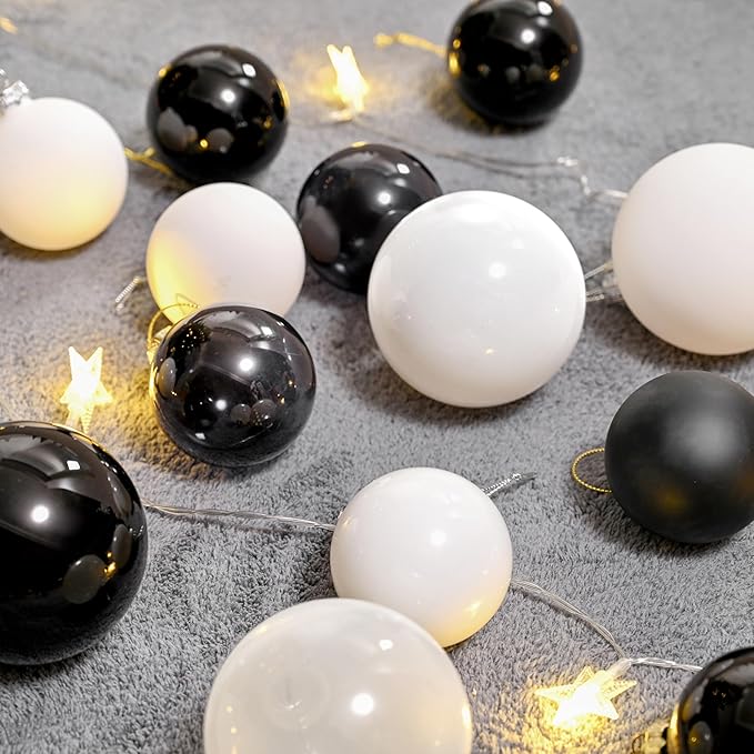 Black Glass Christmas Ball Ornaments for Xmas Trees, 3.15” Christmas Hanging Ornaments Set of 9 for Holiday Party Xmas Tree Decorations Gifts