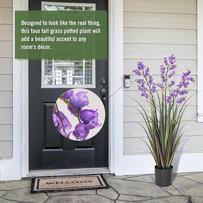 Green Onions Home Decor Fake Plants Lily of The Valley Snake Plant Home DéCor Accents Artificial Grass Room Decor Artificial Plants Indoor Artificial Grass 36" 1 Pack(Purple)