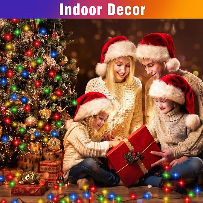 Nisocy 200 LED 4 Color Christmas String Lights, Multicolor Fairy Lights with Green Wire, 8 Modes Plug in Christmas Tree Lights for Indoor Outdoor Holiday Decorations, Party, Patio, Home Décor(66FT)